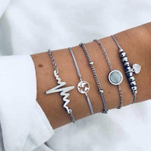 Load image into Gallery viewer, Fashion Bohemia Leaf Round Knot Cuff Bangle Gold Chain Charm Bracelet for Women Simple Geometric Bracelets Luxury Jewelry