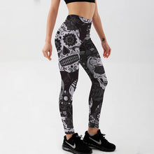 Load image into Gallery viewer, Qickitout Leggings Fitness Slim Women's Black&White skull mas Legging Sexy Fashion Stretch Digital Print Pants Cool Trousers