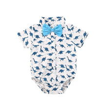 Load image into Gallery viewer, Newborn Boys Bodysuits Bow Short Sleeve Print Single Breasted Jumpsuits Shirt For Baby With Elegant Bow