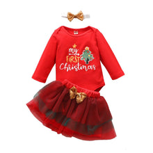 Load image into Gallery viewer, Newborn Toddler Baby Girls Christmas Cartoon Romper Bodysuit+Bowknot Skirt Set Dress Unique Design