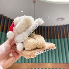Load image into Gallery viewer, Cute Fluffy Santa 3D Teddy Bear Plush Christmas Case For Iphone 13 12 11 Pro Xs Max X Xr 7 8 Plus Se3 Shockproof Soft Cover Super Soft Winter Warm Funny Rabbit Ears Faux Fur Plush Fluffy Cover