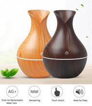 Load image into Gallery viewer, Essential Oil Diffuser 130ml Wood Grain Vase-Shaped Aromatherapy Cool Mist Humidifier With 7 Colors LED Lights & Waterless Auto Shut-Off For Home Office