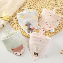 Load image into Gallery viewer, Baby Bibs Triangle Double Cotton Bibs Cartoon Saliva Towel Baby Boys Girls Feeding Apron Cotton Bib for Kids