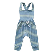 Load image into Gallery viewer, Newborn Baby Girl Boy Backless Striped Ruffle Romper Overalls Jumpsuit Clothes In Retro Syle For Boys And Girls