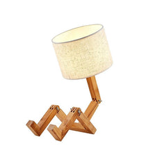 Load image into Gallery viewer, New Modern Luxury and Retro STEVVEX Wood Robot Shape Folding Table Lamp Creative European Fashion Bedroom Study Bedroom Bedside Linen Lamp Shade Table Lamp
