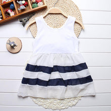 Load image into Gallery viewer, Baby Girl Clothes for Kids with Cute Purple Stripe and Round Neck Sleeveless Chiffon Dresses For Girls
