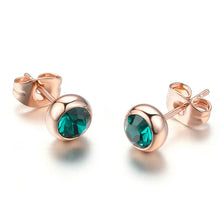 Load image into Gallery viewer, Classic Modern Cubic Zirconia Stud Earrings For Women Simple Rose Gold Color Women's Earing Accessories Fashion Jewelry E270