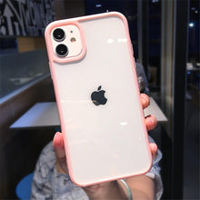 Load image into Gallery viewer, Transparent Shockproof Bumper Phone Case For iPhone 11 12 13 14 Pro Max Mini Cute Candy Color Hard Cover Luxurious Translucent Case for iPhone