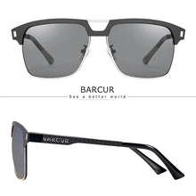 Load image into Gallery viewer, BARCUR Polarized Men’s Sunglasses – Fashionable Square Stainless Steel Frame UV400 Protection Anti-Reflective Outdoor Sports & Driving Eyewear – Original Design Casual Style with Premium Polycarbonate Lenses