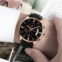 Load image into Gallery viewer, Watches men Fashion Sport Stainless Steel Case Leather Band watch Quartz Business Wristwatch For Men's and Boys