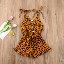 Load image into Gallery viewer, Baby Girls Leopard Rompers Sleeveless Button Playsuit Jumpsuits Fashion Outfits For Girls Kids Between 2-6 Years