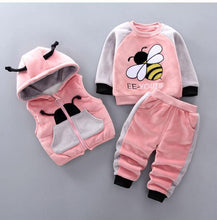 Load image into Gallery viewer, Modern Fashion Cotton Thick Warm Casual Hooded Sweater Cartoon Cute Bear Three-piece Suit For Baby Boy & Girl