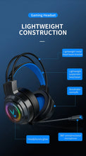 Load image into Gallery viewer, G58 G60 Gaming Headset 7.1 Stereo SVirtual Surround Bass Earphone Headphone with Mic LED Light for Computer PC Gamer Foldable