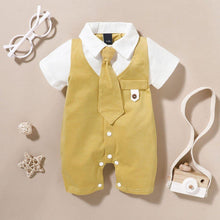 Load image into Gallery viewer, Luxury Modern baby Suit New boy's Jumpsuit Baby Short-sleeved Gentleman Suit Tie Robe summer Suit For Birthday and Party