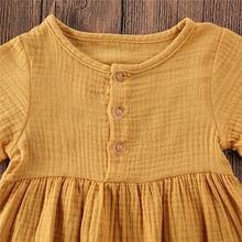Load image into Gallery viewer, Kids Summer Cotton Linen Dress with Plain Short sleeve Party A-line dress For Small Girls 1-3 Years