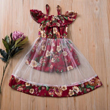 Load image into Gallery viewer, Modern colorful Floral Design Girl Princess Strapless Girls Dresses Summer Dress For Birthday And All Occasion