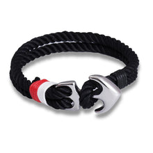 Load image into Gallery viewer, Stainless Steel Anchor Bracelets Luxury For Men Nautical Survival Rope Chain Paracord Bracelet Male Wrap Metal Sport Hooks