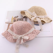 Load image into Gallery viewer, Handmade Modern Elegant Lady Baby Girls Breathable Lace Cap With Bow Great For Beach Sun
