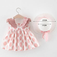 Load image into Gallery viewer, Modern Luxury Baby Girl Summer Party Clothing Cherry Dot Princess Dresses Bow Hat Outfits For Girls
