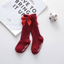 Load image into Gallery viewer, Baby Girls Big Bow 100% Cotton Knee High Long Soft Cotton Lace Baby Socks Bowknot Socks