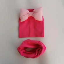 Load image into Gallery viewer, infant Baby Hat Girl big bow Butterfly Knot Cap cotton Collar Scarf set hat for girls baby