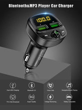 Load image into Gallery viewer, 3.4A Fast Black Car Charger FM Transmitter Bluetooth Dual USB Mobile Car Phone Charger Fast Charging MP3 TF Card Music Car Kit