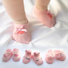 Load image into Gallery viewer, Baby Girl Anti-Slip Cotton Bow Lace Flower Floor Socks Spring Socks Excellent Quality Everyday Wear