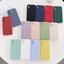 Load image into Gallery viewer, Soft Silicone Candy Color Phone Case For iPhone 13Mini iPhone 14Pro Max Ultra Thin Shockproof Cover Solid Color Shockproof Silicone Case For iPhone
