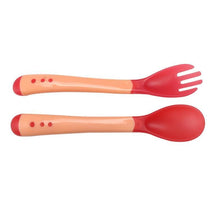 Load image into Gallery viewer, Unique Spoon and Fork Set For Newborn Baby Eating Training Easy To Hold for Feeding Food Children Flatware Feeding Forks