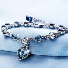Load image into Gallery viewer, Modern Genuine 925 Sterling Silver Heart Elegant Luxury Bracelets For Women Blue Sapphire Tanzanite Chain Bracelet Trendy Wedding Gift Fine Jewelry