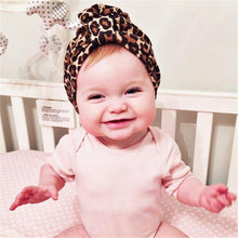 Load image into Gallery viewer, Luxury Modern Newborn Infant Baby Girl Boy and Mom Turban Hat Bows Flower Head Wrap Leopard Hat Cotton Cap For Parent-child