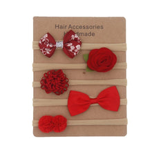 Load image into Gallery viewer, Handmade Set Baby Headband Solid Knot Flower Hair Bow Kids Nylon Elastic Soft Hair Bands Handmade For Girls Hair Accessories