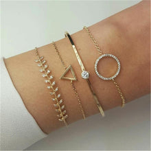 Load image into Gallery viewer, Fashion Bohemia Leaf Round Knot Cuff Bangle Gold Chain Charm Bracelet for Women Simple Geometric Bracelets Luxury Jewelry