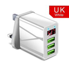 Load image into Gallery viewer, 3 Ports Black USB Charger EU US Plug LED Display 3.1A Fast Charging Smart Mobile Phone Charger