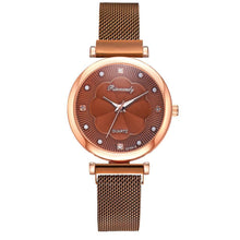 Load image into Gallery viewer, Fashion Set Women Watches Luxury Magnet Buckle Flower Rhinestone Watch Ladies Quartz Wrist Watch WIth Bracelet In Set For Women and Girls