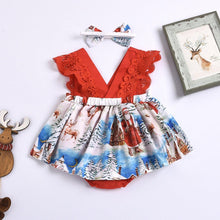 Load image into Gallery viewer, 2pcs 0-24M Christmas Newborn Baby Girls Romper Dress+ Headband Santa Print Jumpsuits Outfit Unique Design