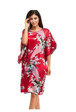 Load image into Gallery viewer, Plus Size Black Women's Summer Lounge Robe Lady New Sexy Home Dress Rayon Nightgown Large Loose Sleepwear Bathrobe Gown S002-B