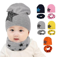 Load image into Gallery viewer, Winter Autumn Baby Hat Scarf Set Newborn Baby Bonnet Soft Cotton Warm Cap Kids Children With Scarf