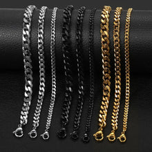 Load image into Gallery viewer, Women's Men's Bracelet Stainless Steel Cuban Link Chain Bracelets Gold Color Silver Color Fashion Wholesale Jewelry KBB10