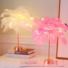 Load image into Gallery viewer, STEVVEX Feather Table Lamp USB Rechargeable Tree Shape LED Lights Decorative Flashing Lamp Night Light Lamps For Bedroom