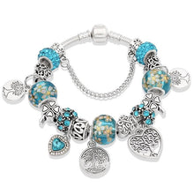 Load image into Gallery viewer, Elegant Modern Amazing Fashion New Luxury Silver Tree of Life Fashion Bracelet Green Leaf Crystal Charm Bracelet