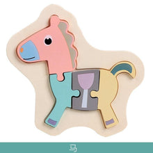 Load image into Gallery viewer, Wooden Children Colorful Animal Stevvex Puzzle for Toddler Creative Puzzle Early Educational Toys for Boys and Girls 2-4