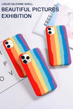 Load image into Gallery viewer, Luxury Rainbow Silicone Case For iPhone 11 X Xr Xs Max Case 12 11 Pro Max 6 6s 7 8 Plus Modern Colorful Shockproof Back Cover Rainbow Color Soft Silicon Back Cover Case