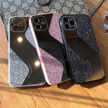 Load image into Gallery viewer, Women Luxurious Glitter Makeup Mirror Phone Case For iPhone 12 11 Pro MAX X XS XR 8 7 Plus Luxury Silicone Shockproof Cover Fixed Non Moving Sparkling Shining Glitter Stars Soft Silicone Case