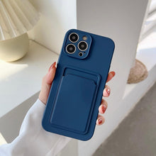 Load image into Gallery viewer, Soft Silicone Card Phone Case for IPhone 13 12 Pro Max Shockproof Protector Cover for IPhone 14 Plus Cases Heavy Duty Solid Slim Lightweight Anti-Shock Cover for iPhone