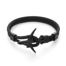 Load image into Gallery viewer, Elegant Modern Fashion Black Anchor Luxury Bracelets For Men And Women Charm Rope Chain Couple Bracelet Metal Airplane Leather Hooks Homme Jewelry