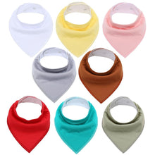 Load image into Gallery viewer, 8PCS/SET Comfortable Colorful 100% Organic Cotton Adjustable Snaps Bandana Saliva Bibs For Baby Boys & Girls Kids