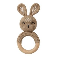 Load image into Gallery viewer, BPA Free Baby Wooden Teether Crochet Rattle Toy for Newborns