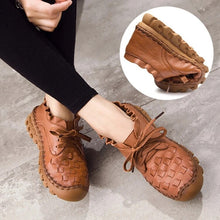 Load image into Gallery viewer, 2023 New Women's Handmade Shoes Genuine Leather Flat Lacing Mother Shoes Woman Loafers Soft Single Casual Flats Shoes Women