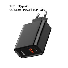 Load image into Gallery viewer, Dual Fast Charger 30W Support Quick Charge 4.0 3.0 Phone Portable USB C PD Charger